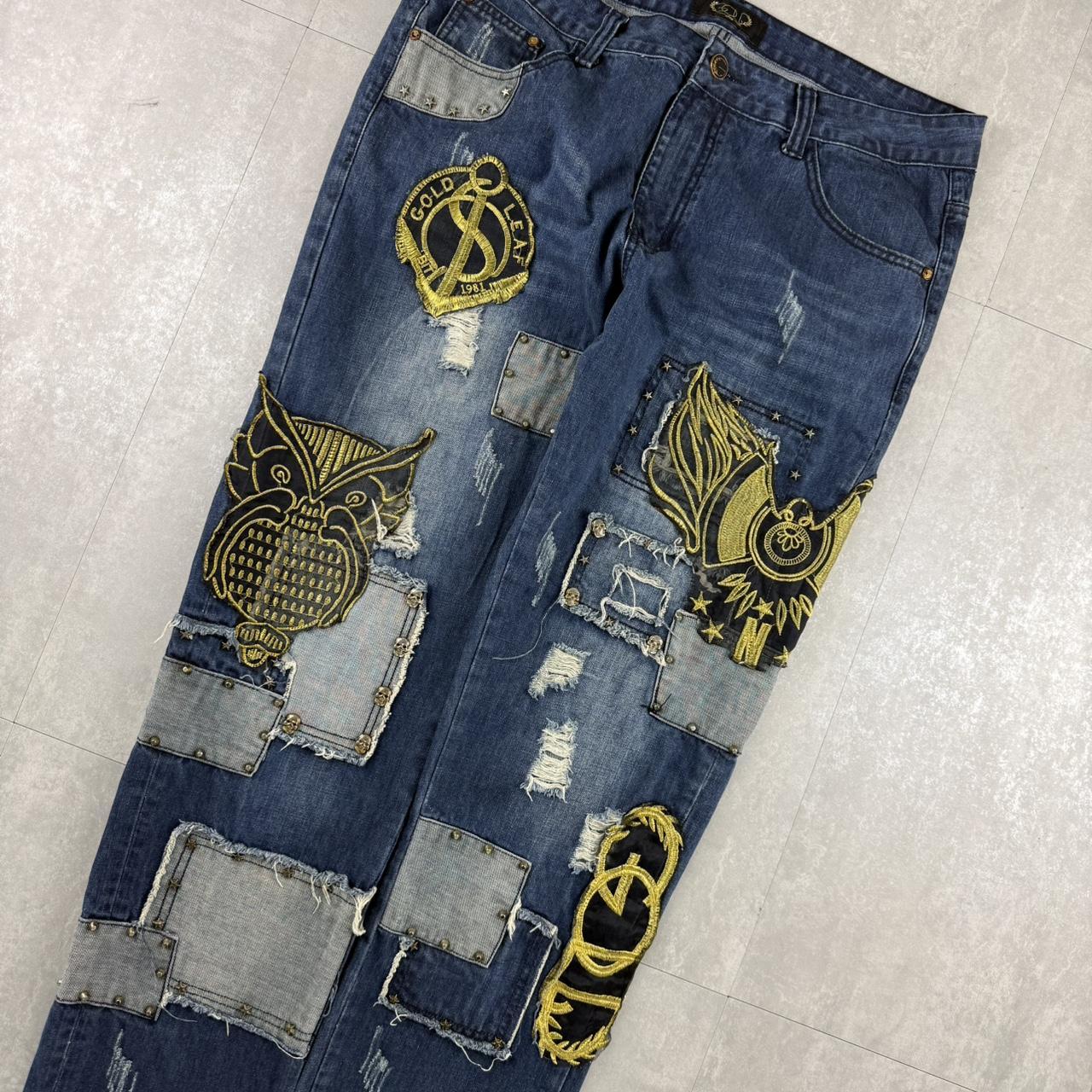 God hiphop 2000s embroidered jeans