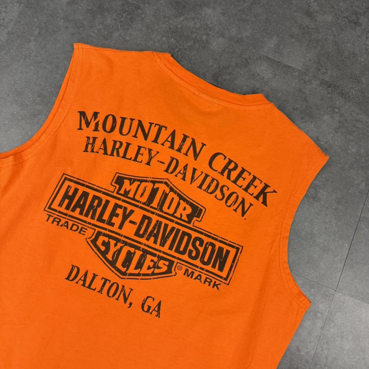 Harley Davidson 2000s biker motorcycle logo Spellout graphic sleeveless vest T shirt