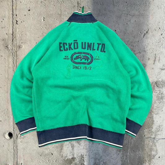 Vintage Ecko Unltd 90s streetwear hiphop big embroidered zip sweatshirt