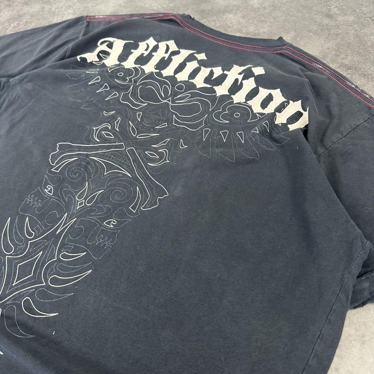 Affliction 2000s tribal Skull and Eagle print graphic logo T shirt