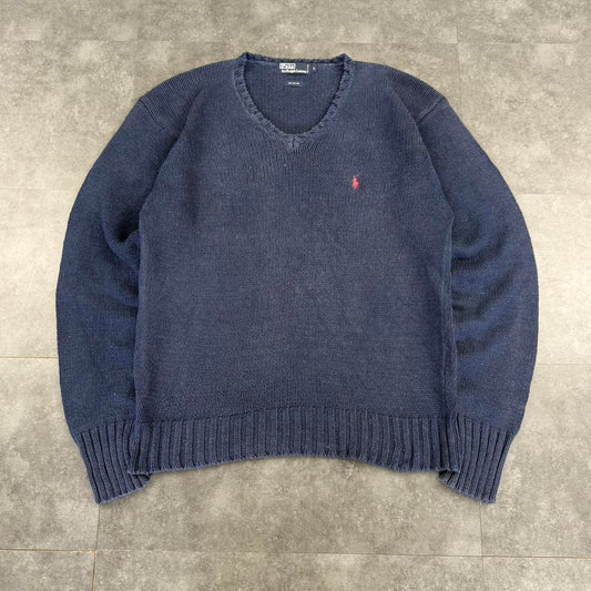 Polo Ralph Lauren 90s chunky knit v neck jumper