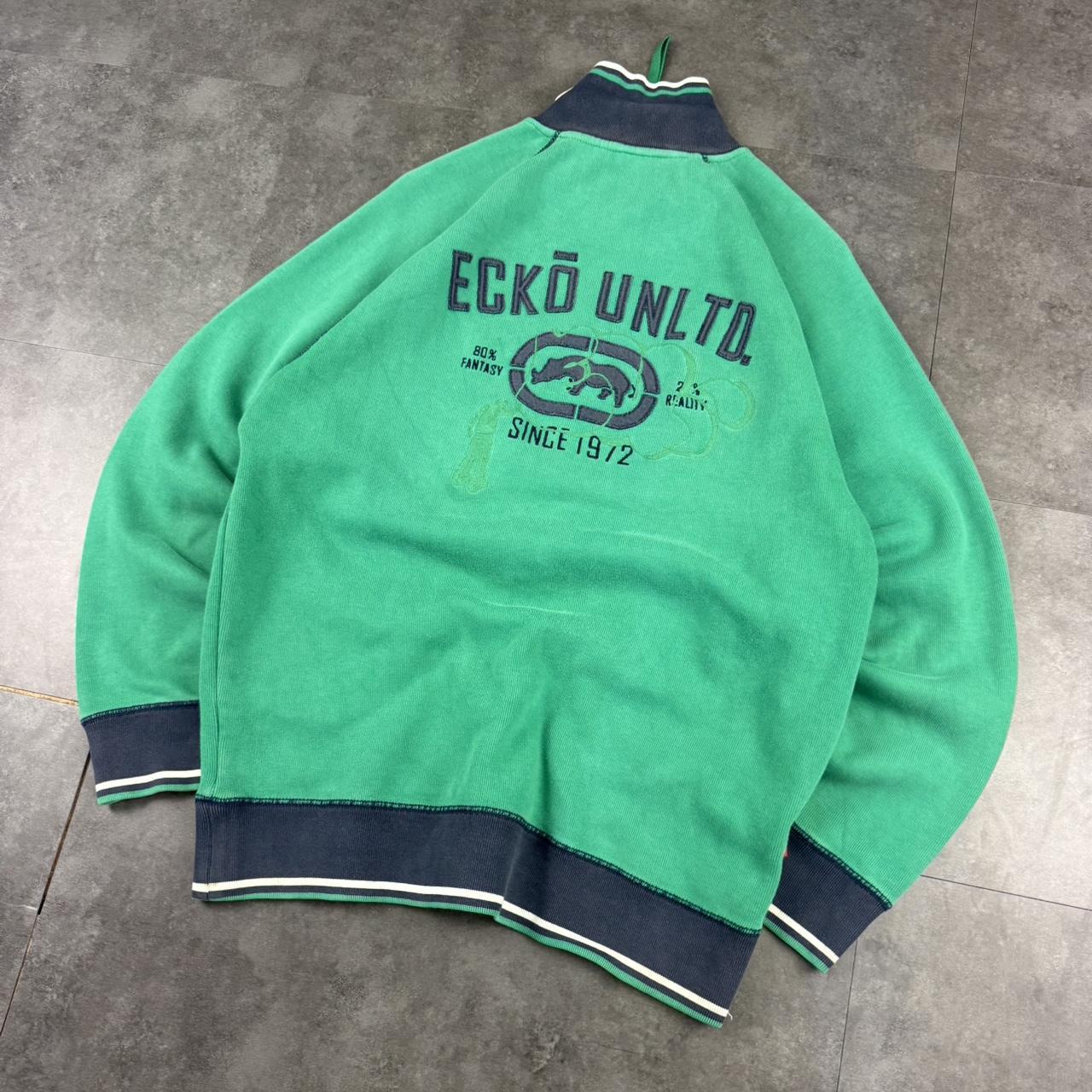 Vintage Ecko Unltd 90s streetwear hiphop big embroidered zip sweatshirt