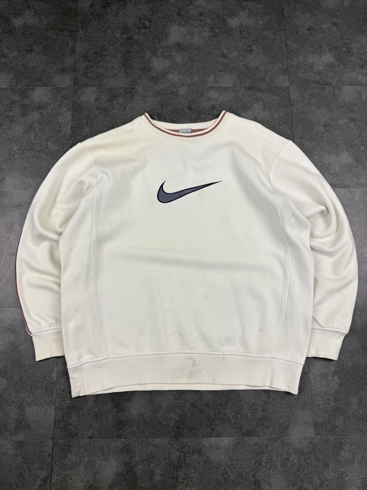 Vintage 90s Nike Sweatshirt Light Grey Embroidered Size XL Boxy Fit