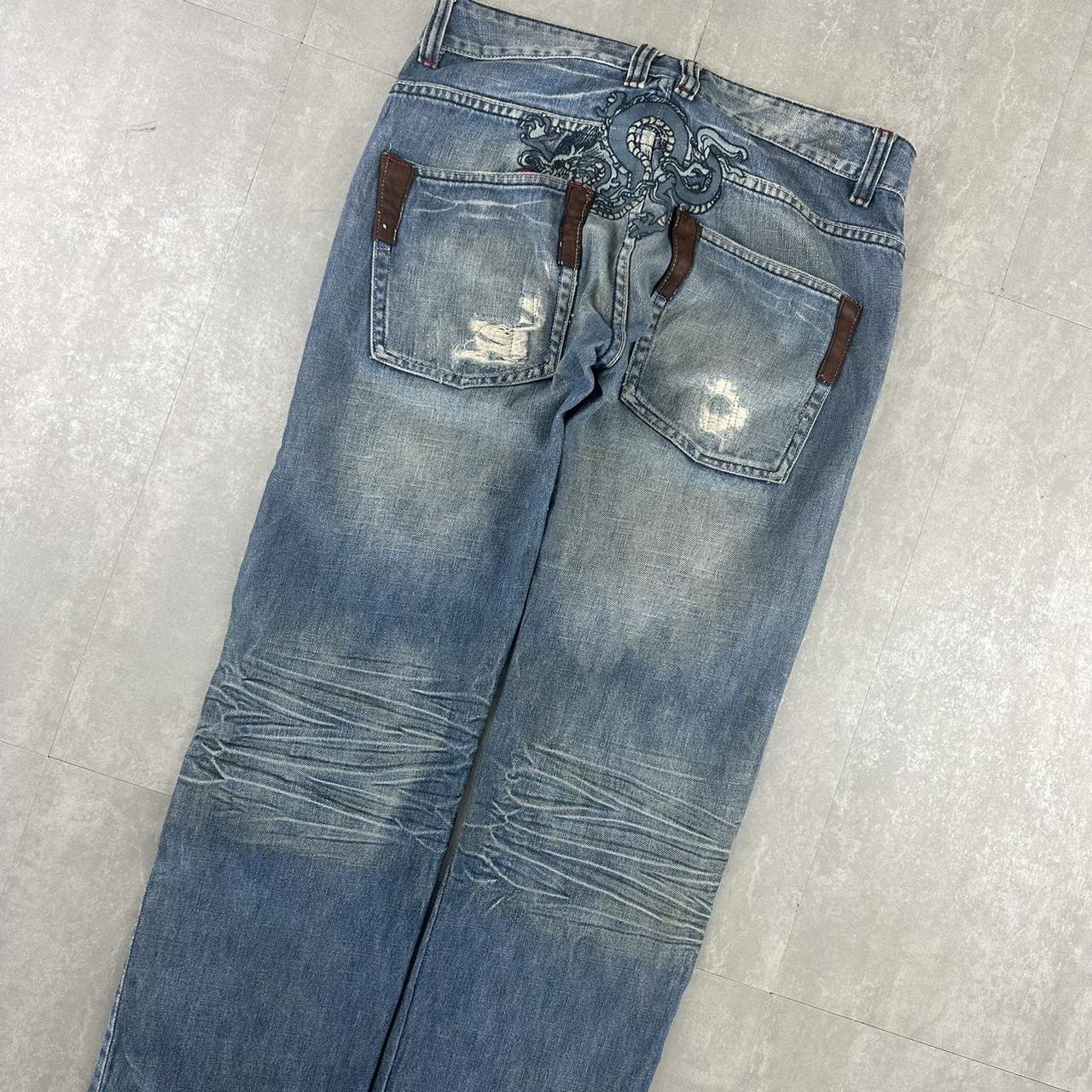 Japanese 2000s embroidered jeans