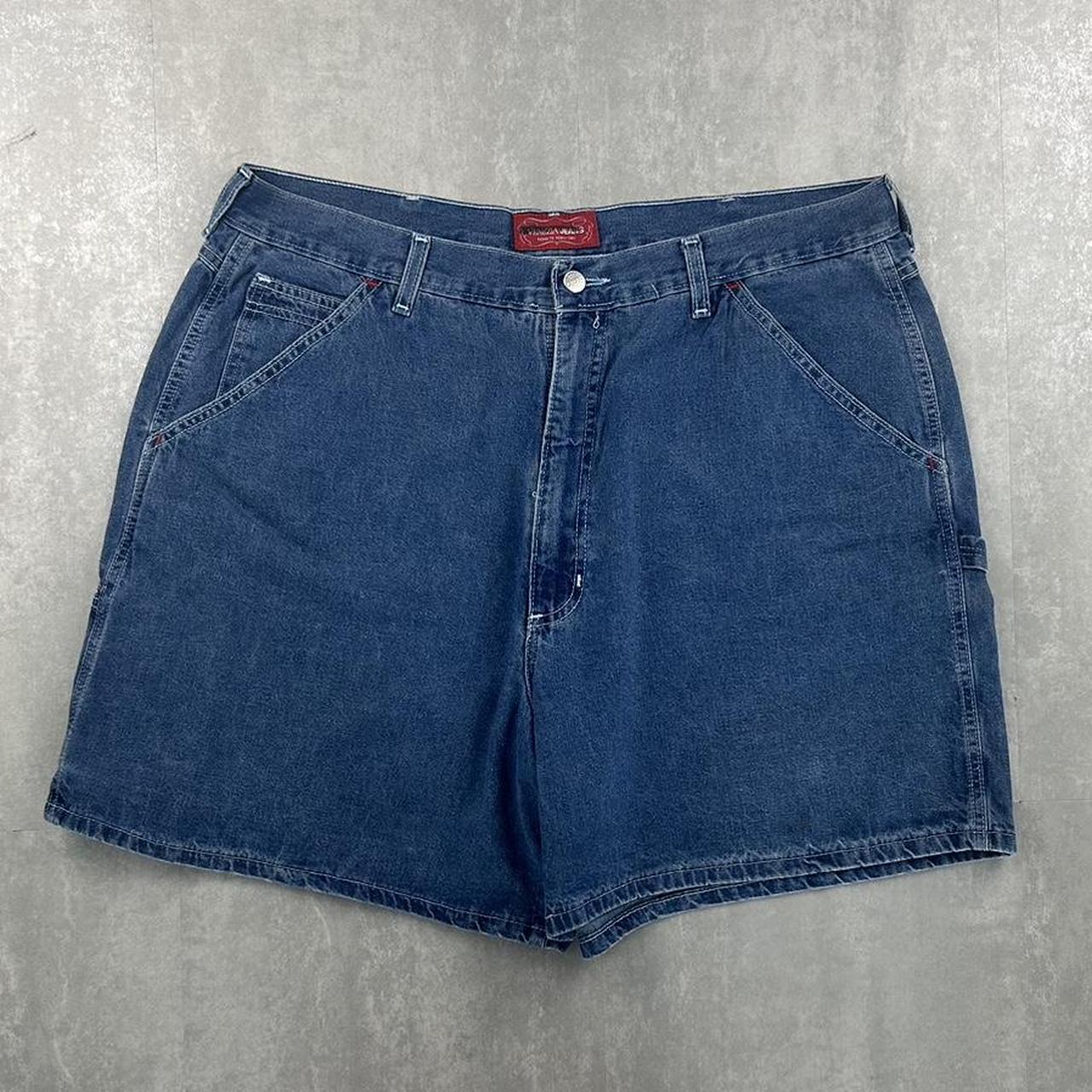 Baggy 2000s spellout carpenter style jorts