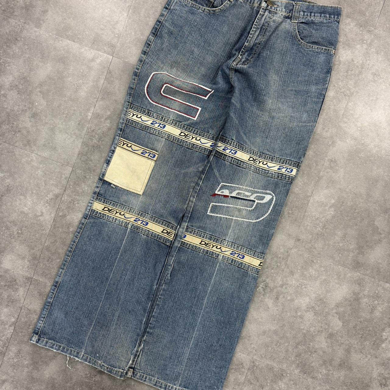 Japanese style hiphop 2000s embroidered jeans