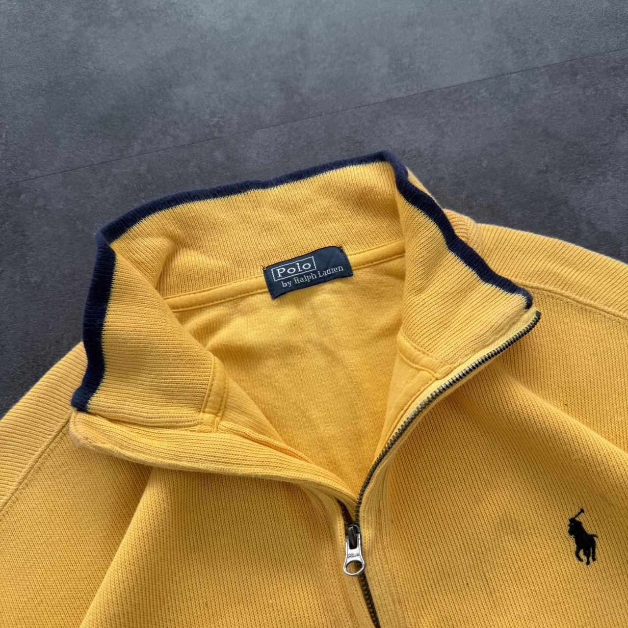 Polo Ralph Lauren 90s chunky knit yellow pullover knit quarter 1/4 zip jumper