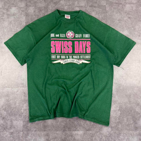 Oneita Siwss Day print 90s Single Stitch Graphic print T-Shirt