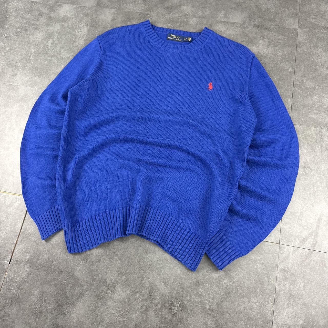 Polo Ralph Lauren 90s chunky knit knitted heavyweight blue jumper
