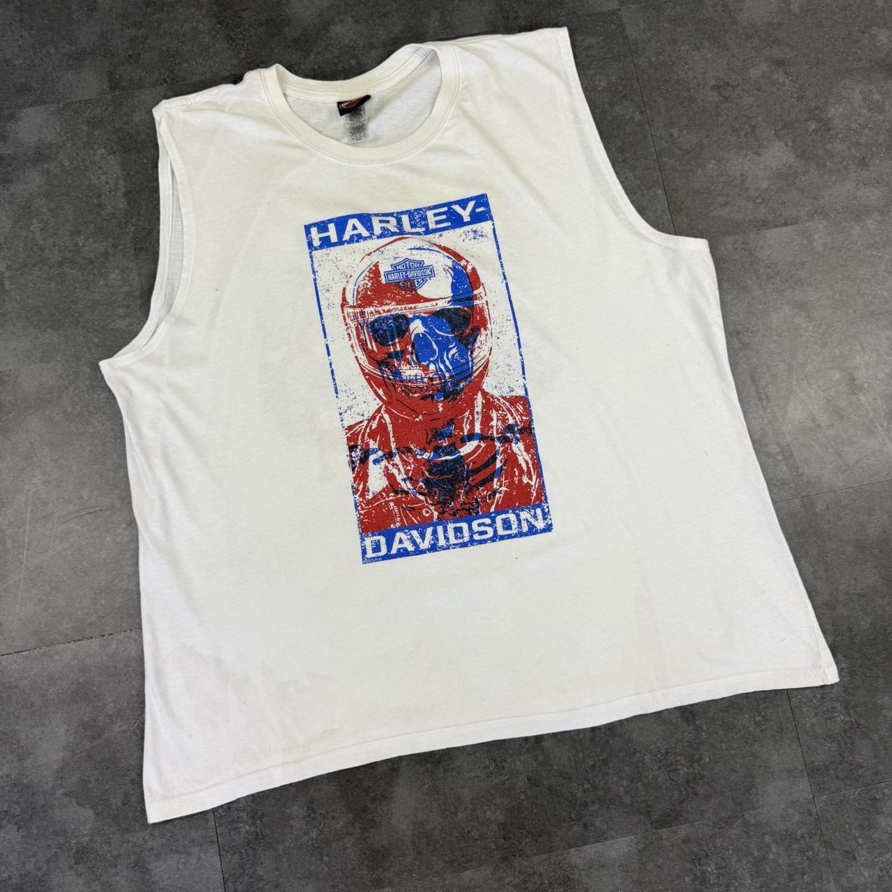 Harley Davidson 2000s biker motorcycle logo Spellout graphic sleeveless T shirt vest