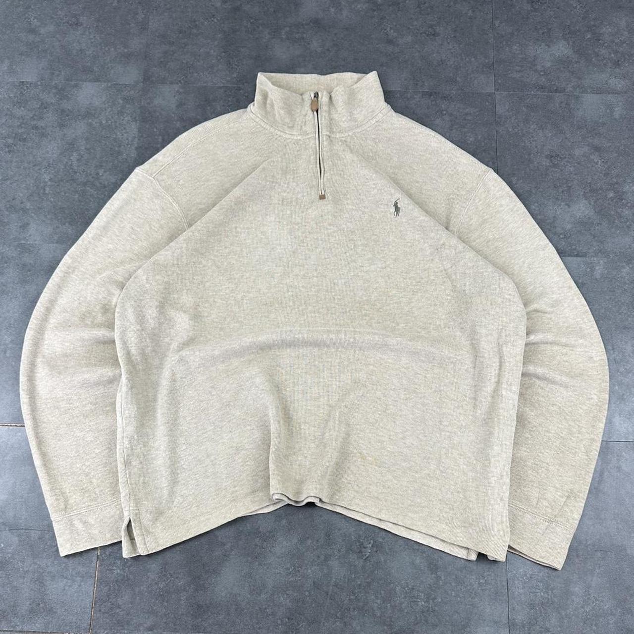 Polo Golf Ralph Lauren 90s chunky knit cream pullover rip knit quarter 1/4 zip jumper
