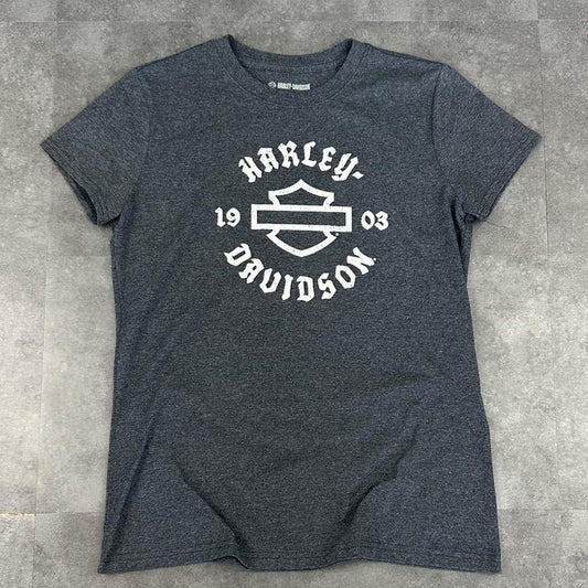 Harley Davidson 2000s short sleeved biker motorcycle logo Spellout graphic T shirt