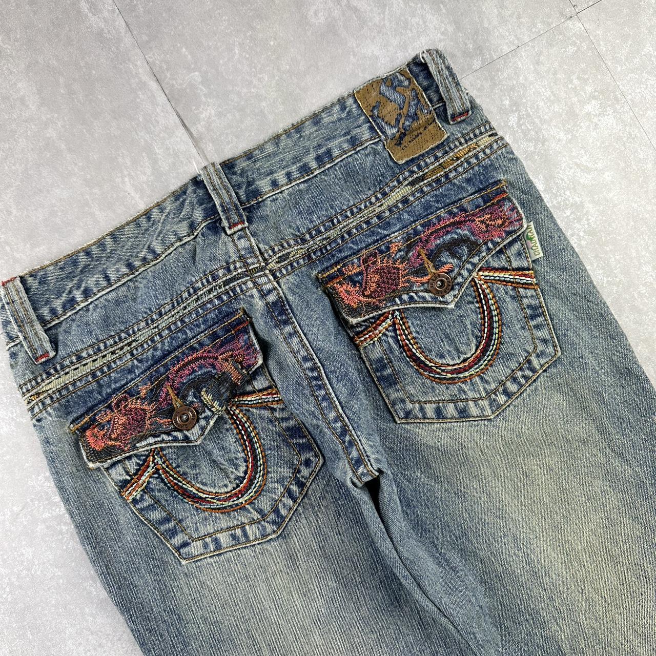 Japanese style 2000s big embroidered jeans