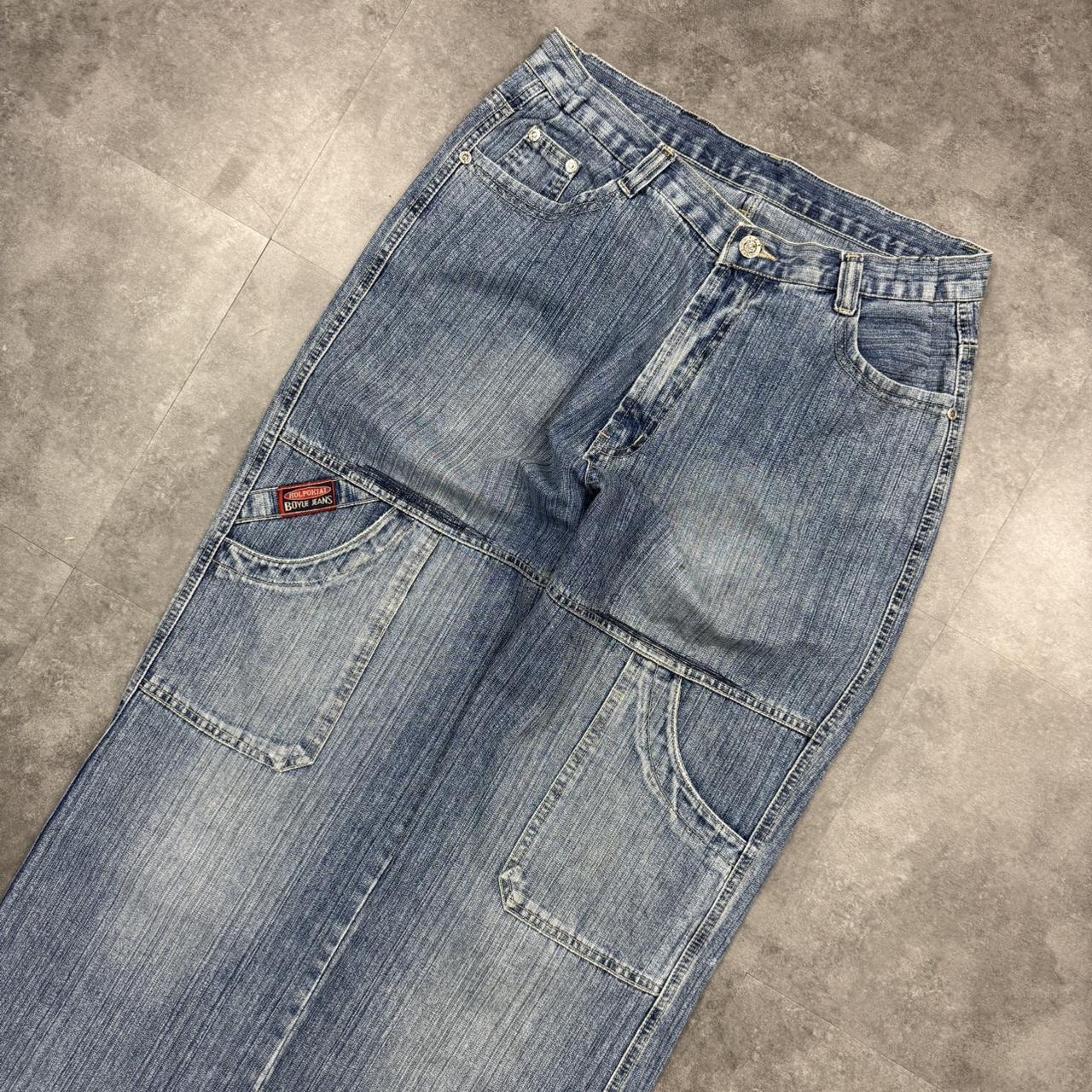 Japanese hiphop 2000s embroidered jeans