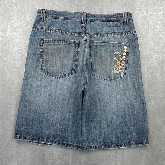 Mango Japanese style 2000s spellout carpenter style jorts