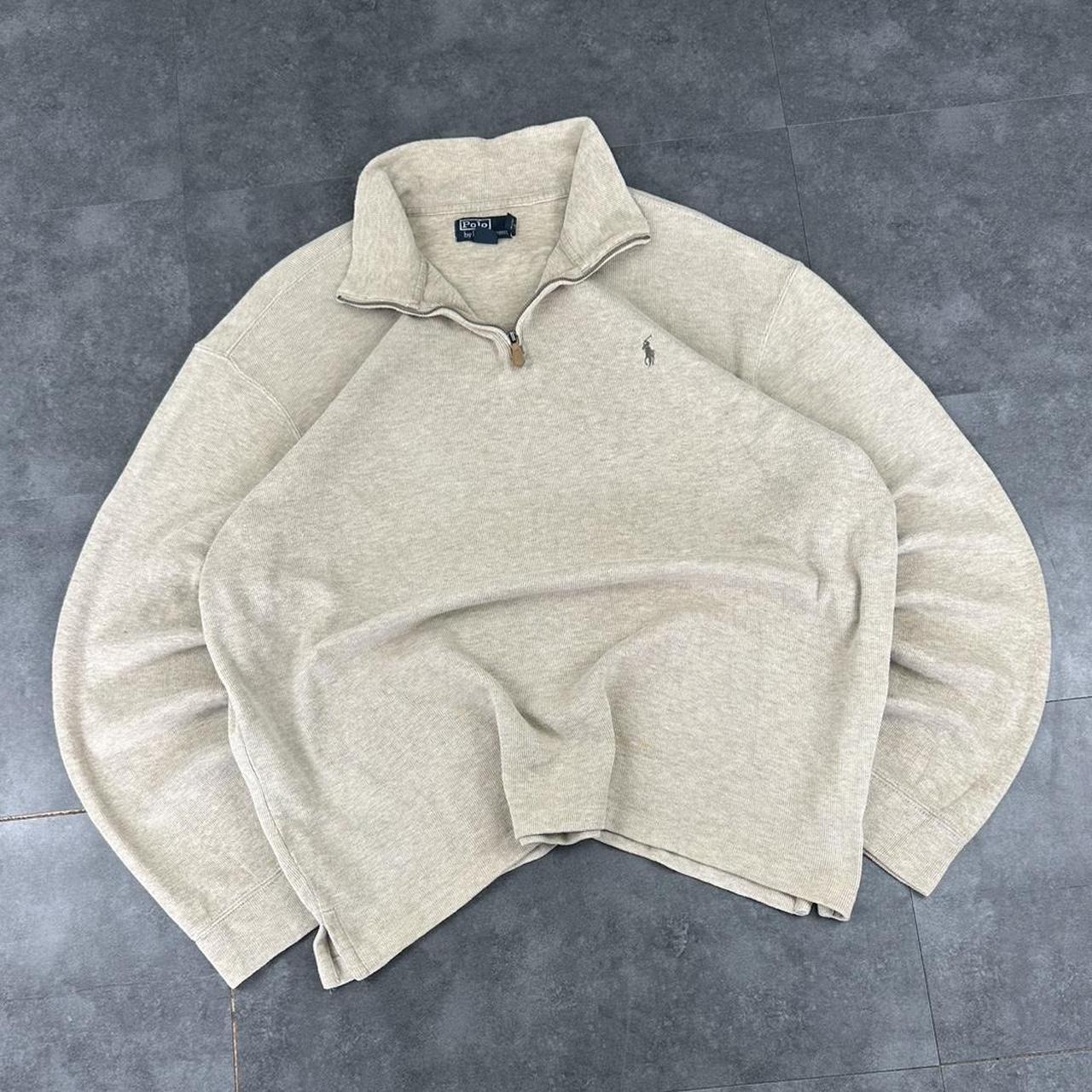 Polo Golf Ralph Lauren 90s chunky knit cream pullover rip knit quarter 1/4 zip jumper