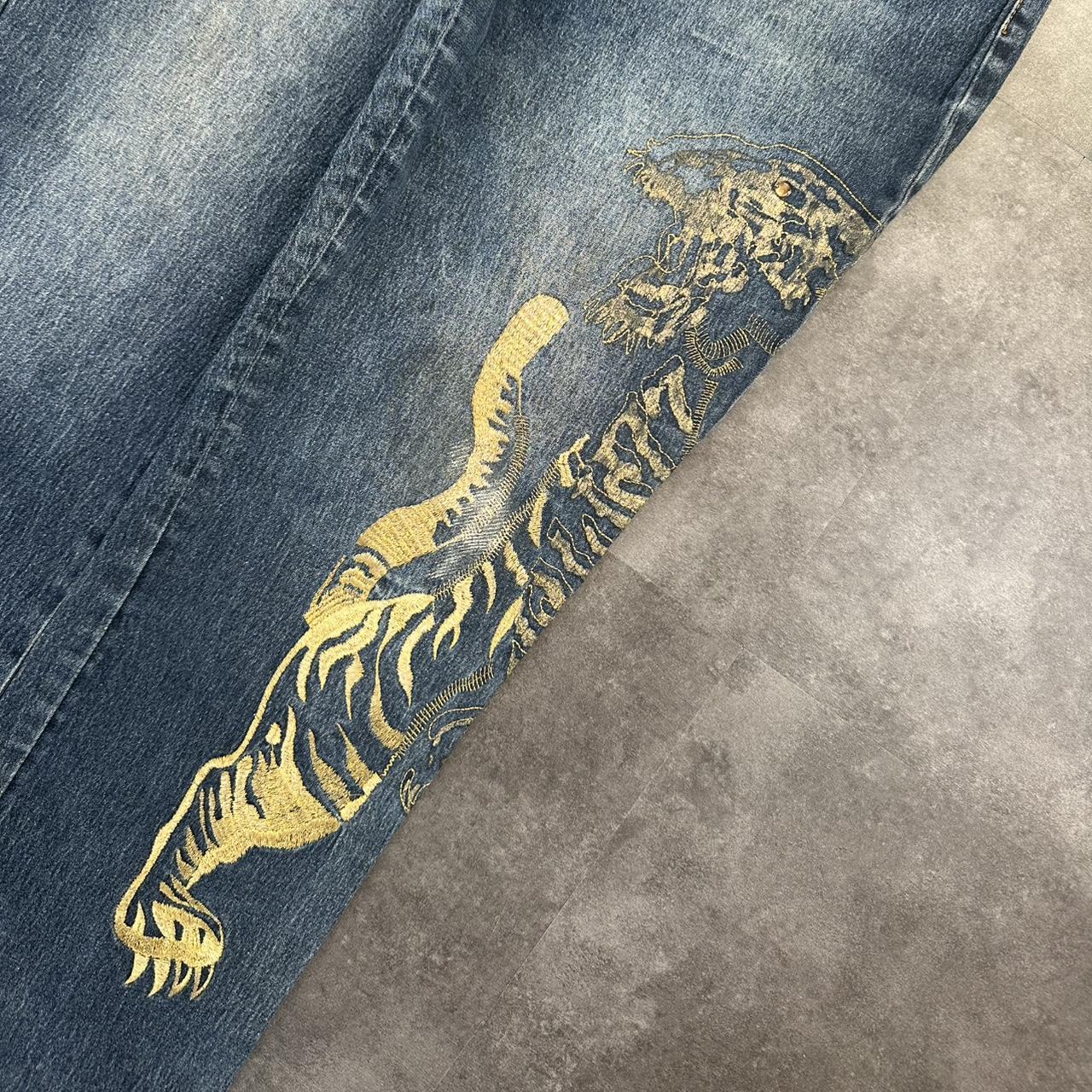 Japanese style hiphop 2000s embroidered jeans