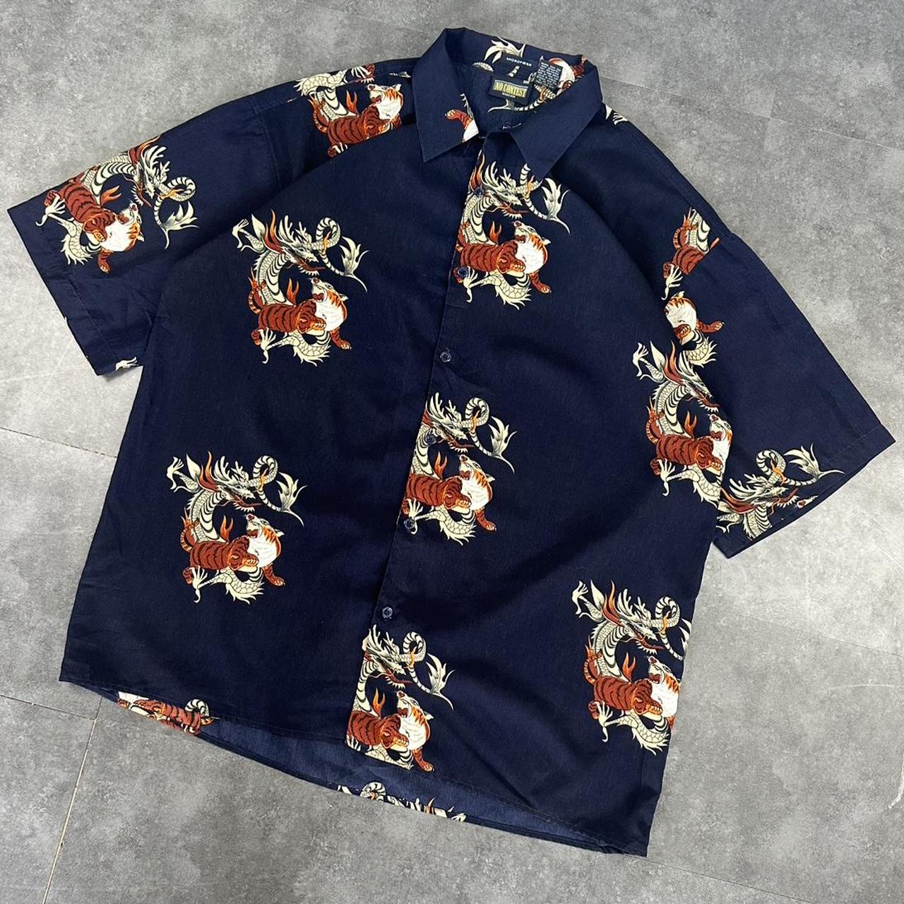 No Contest 2000s vintage 90s Y2K lightweight Summer racing button down bowling Shirt