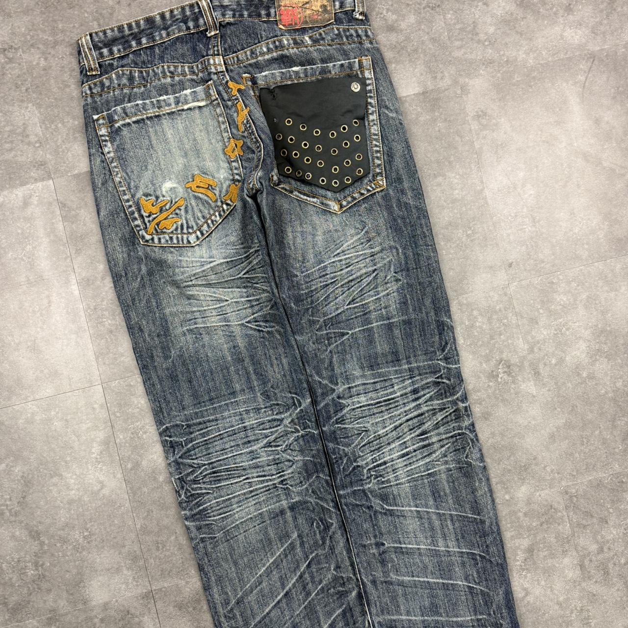 Japanese style hiphop 2000s embroidered jeans