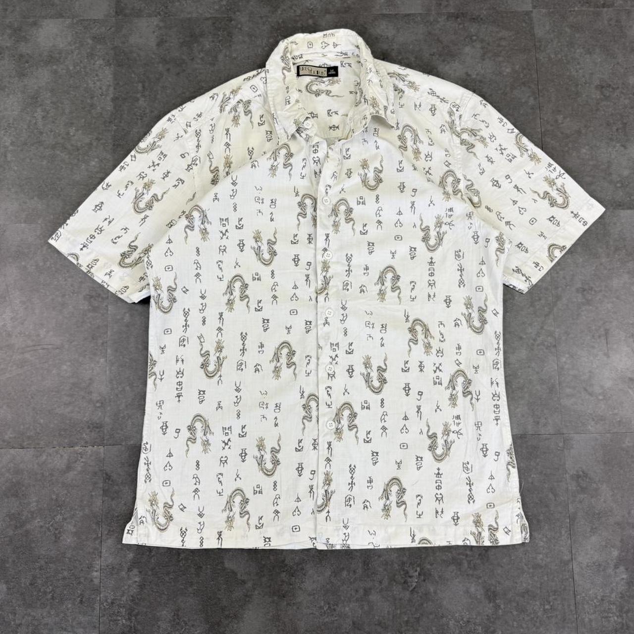 UKFO Club 2000s vintage 90s Y2K lightweight Summer flames hiphop Skater button down bowling Shirt