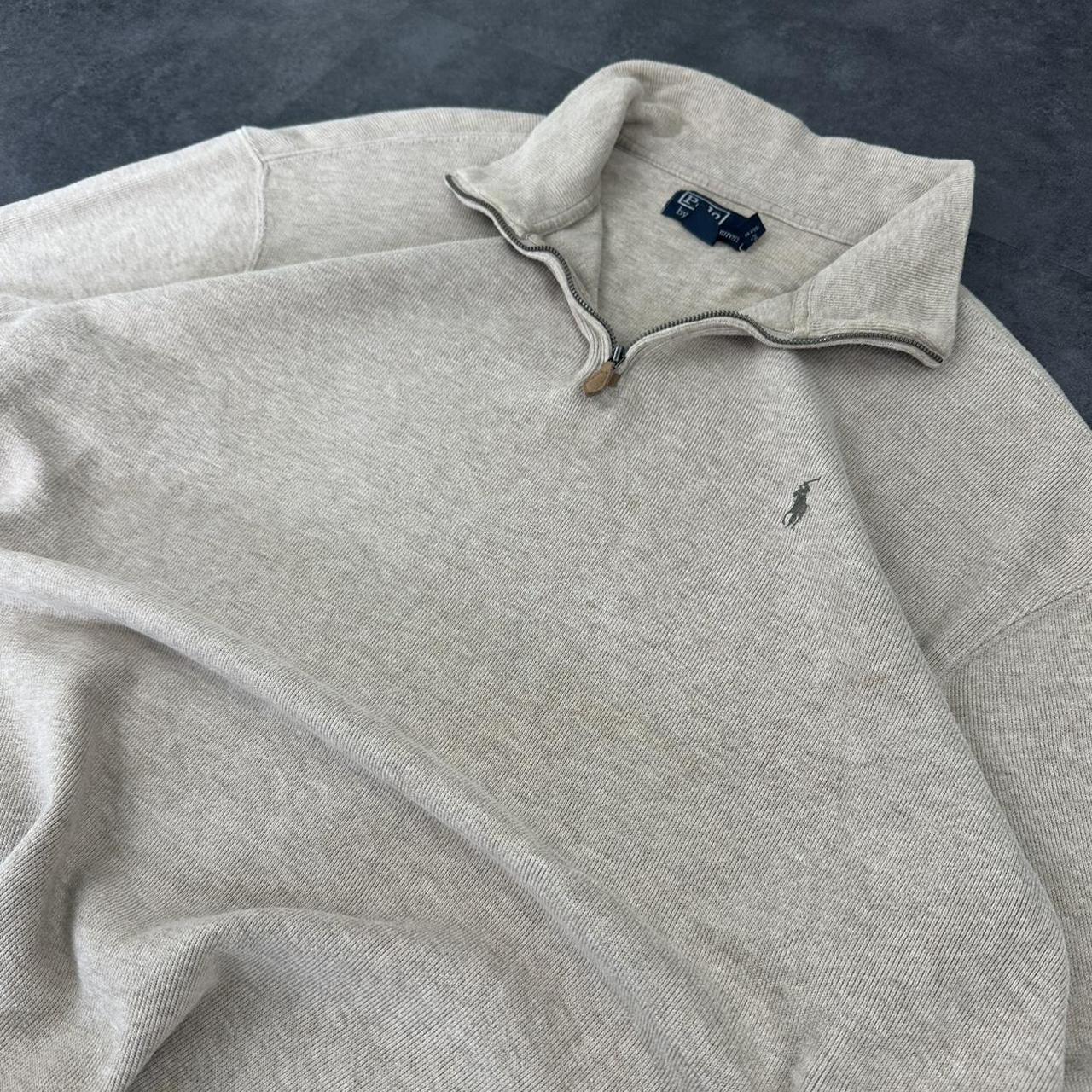 Polo Golf Ralph Lauren 90s chunky knit cream pullover rip knit quarter 1/4 zip jumper