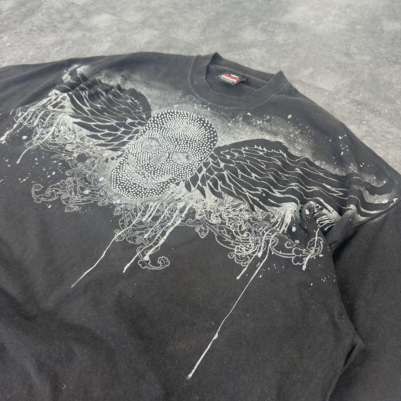 AND Heavyweight 2000s Print graphic Rhinestone skull logo T shirt