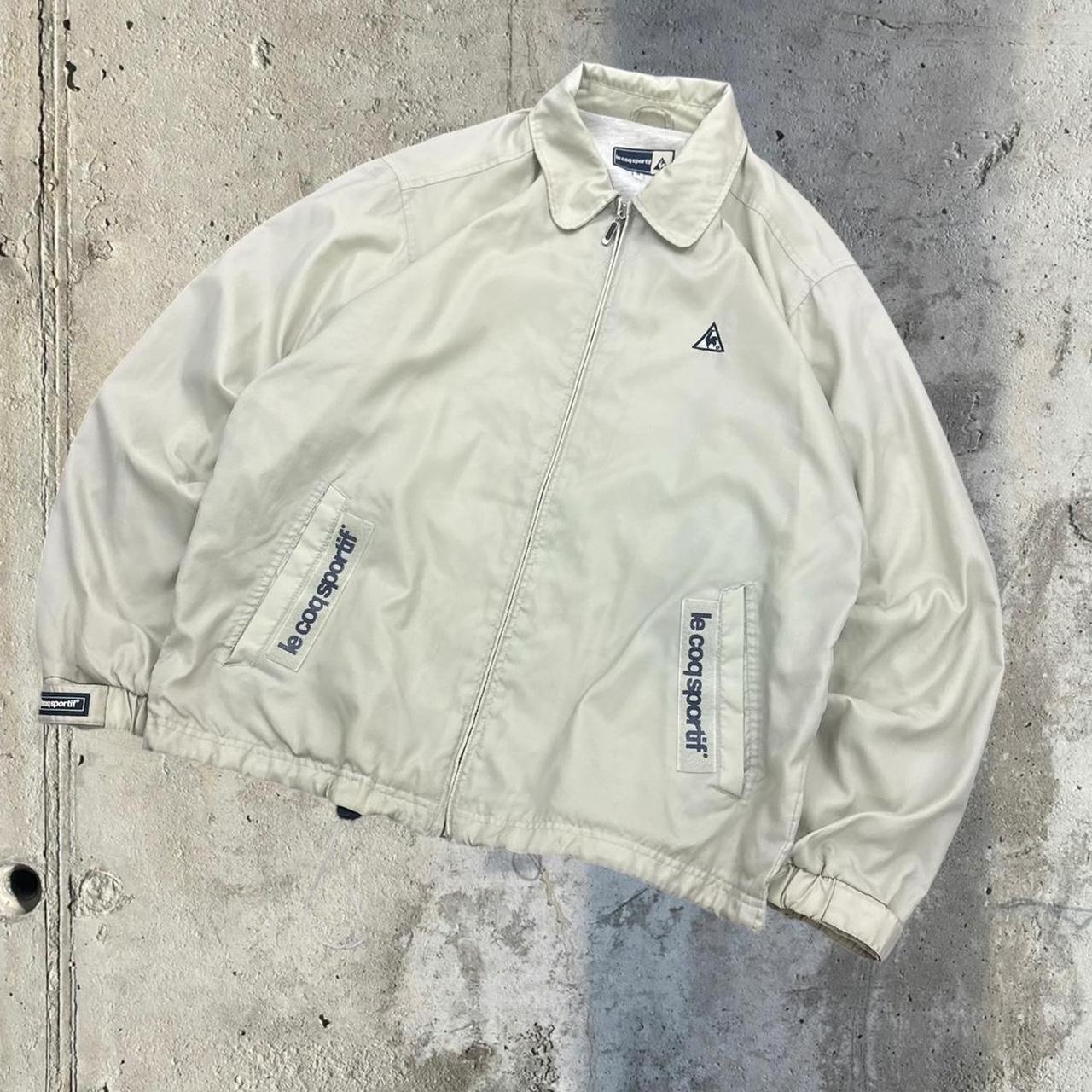 Le Coq Sportif 90s cream and navy zip up track jacket