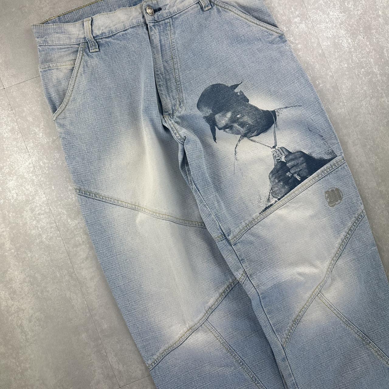 Makaveli Tupac denim jeans 90s/2000s spellout carpenter jeans