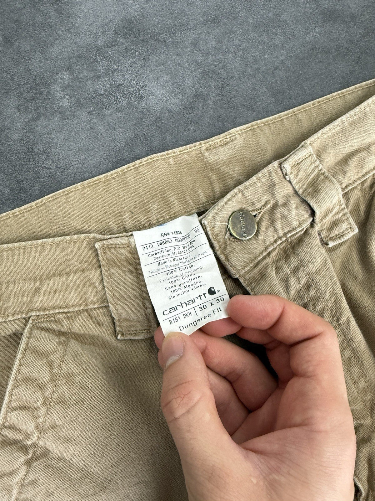 Vintage Carhartt Workwear Trousers Y2k 90s Cargo Pant Size 30w 30L Beige Mens