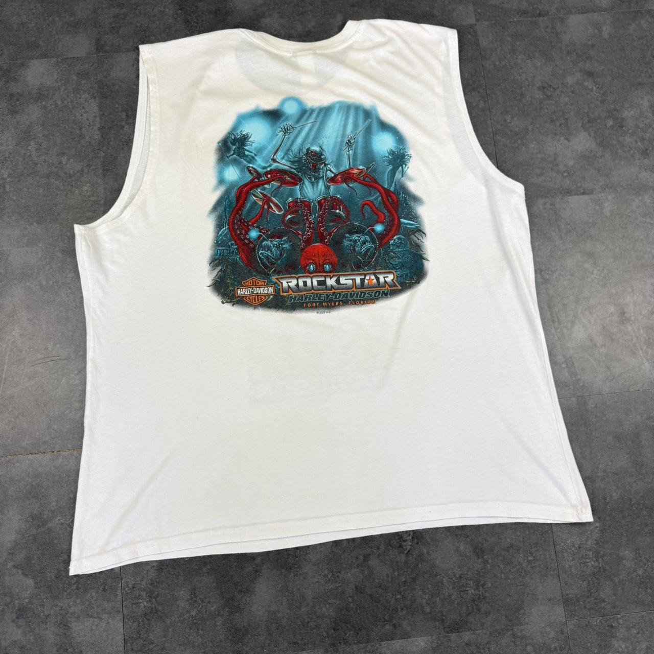 Harley Davidson 2000s biker motorcycle logo Spellout graphic sleeveless T shirt vest