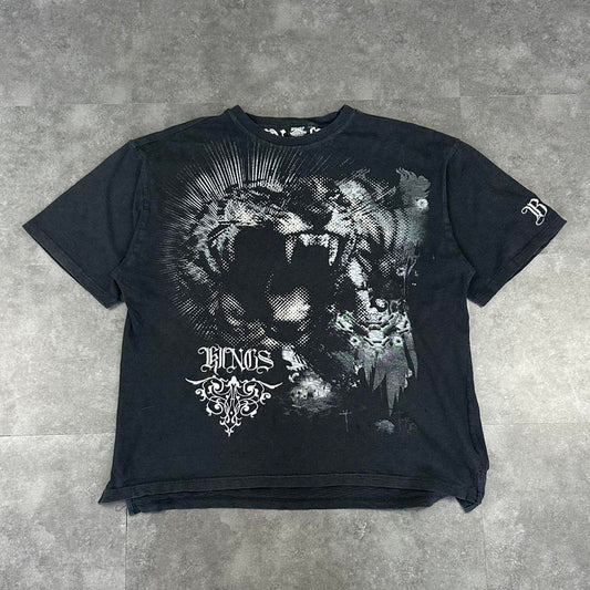 Bare Fox T 2000s Y2K logo print tiger roar graphic T shirt