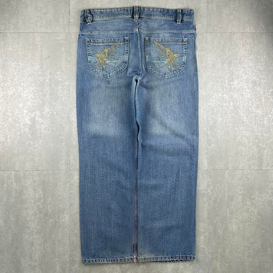 Reject hiphop jeans 2000s embroidered carpenter jeans