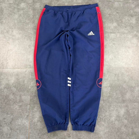 Adidas blue and red 2000s baggy vintage sportswear adjustable track pants