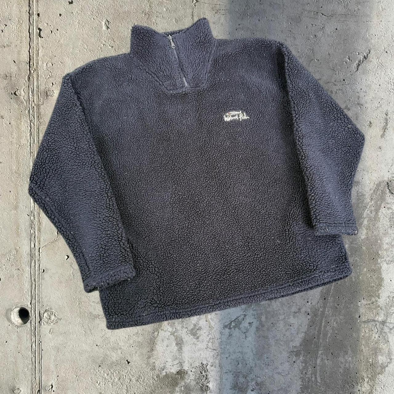 Weird Fish Vintage y2k 1/4 zip black Sherpa pile Surfwear fleece
