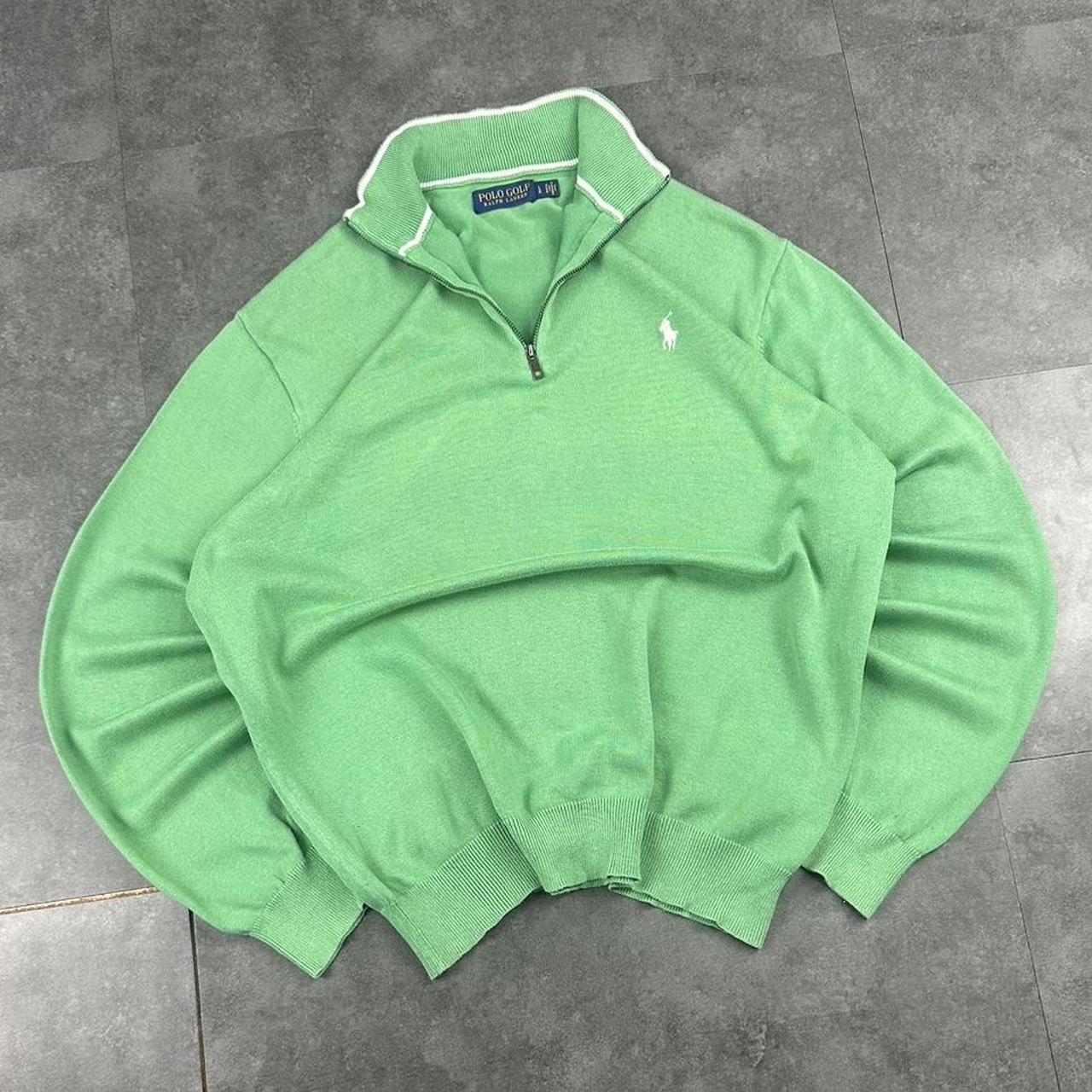 Polo Golf Ralph Lauren 90s chunky knit green pullover knit quarter 1/4 zip jumper