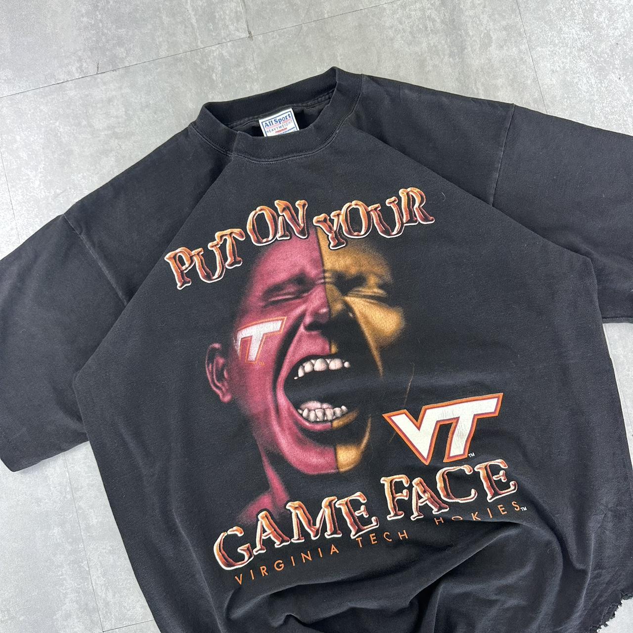 Virgina Tech Hokies baseball ‘Game Face’ 2000s spellout T shirt