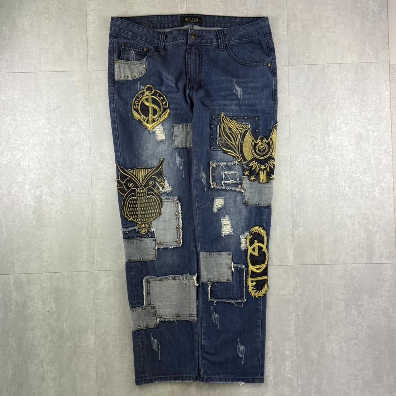 God hiphop 2000s embroidered jeans