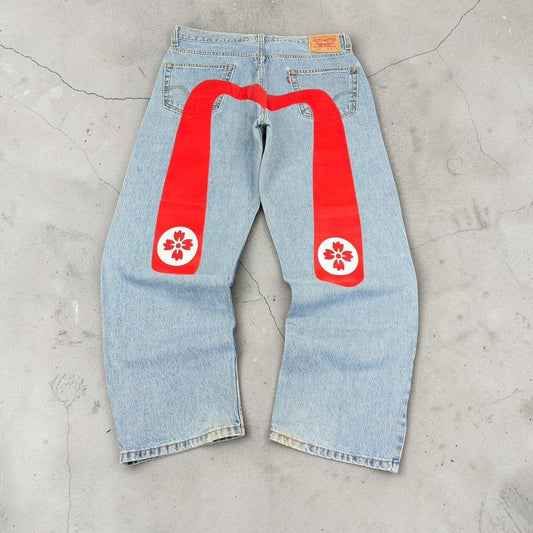 Levi's 550 x Evisu 2000s Reworked vintage