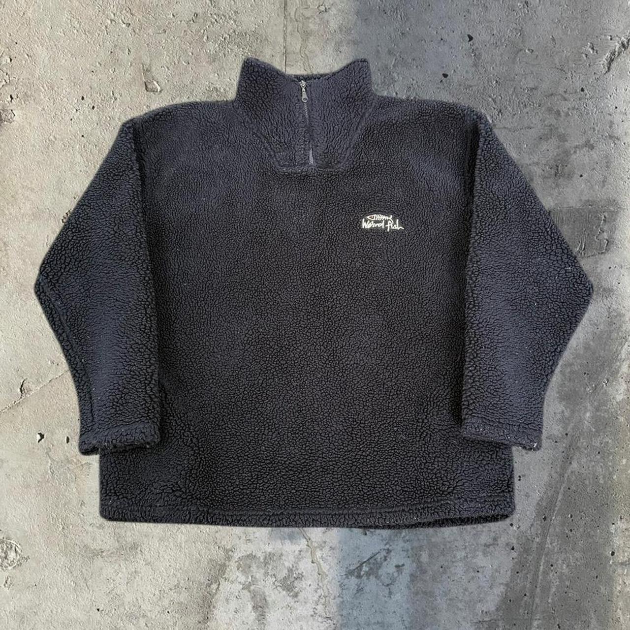 Weird Fish Vintage y2k 1/4 zip black Sherpa pile Surfwear fleece