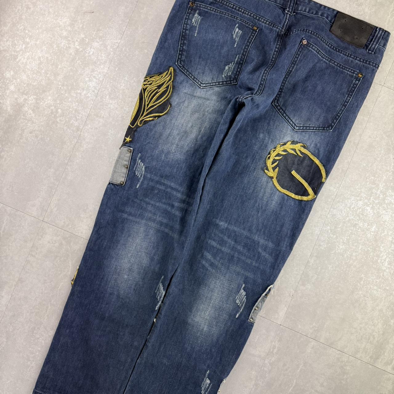 God hiphop 2000s embroidered jeans