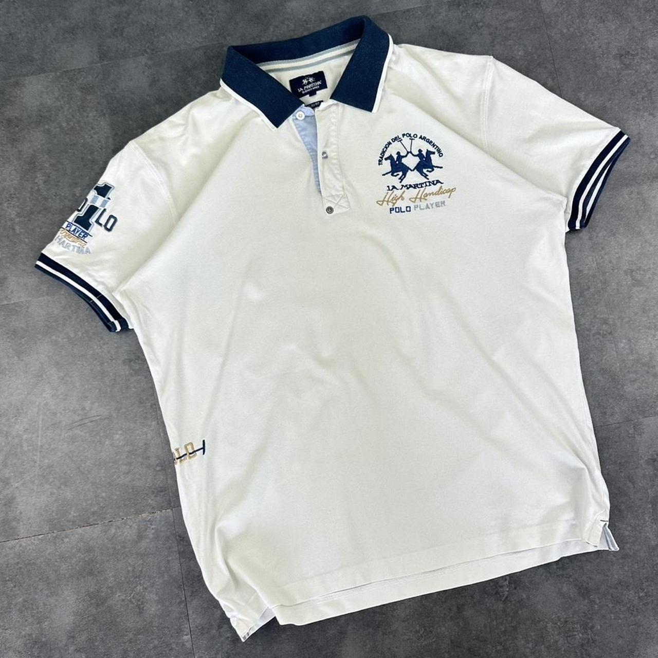 La Martina 2000s Jockey shirt Spellout graphic collared polo T shirt
