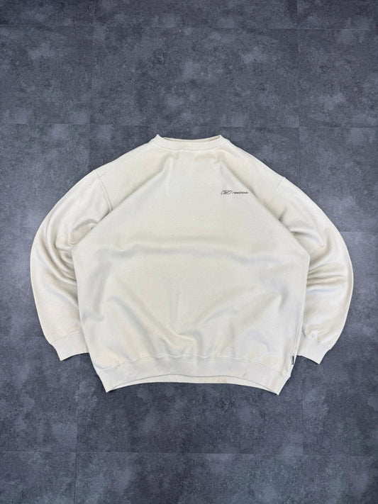 Reebok 2000s Vintage Sweatshirt Cream Y2K 90s Mini Logo embroidered