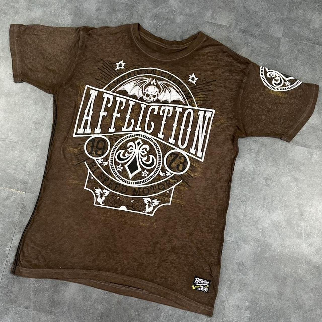 Affliction 2000s Skater Skateboard Logo Print graphic T shirt