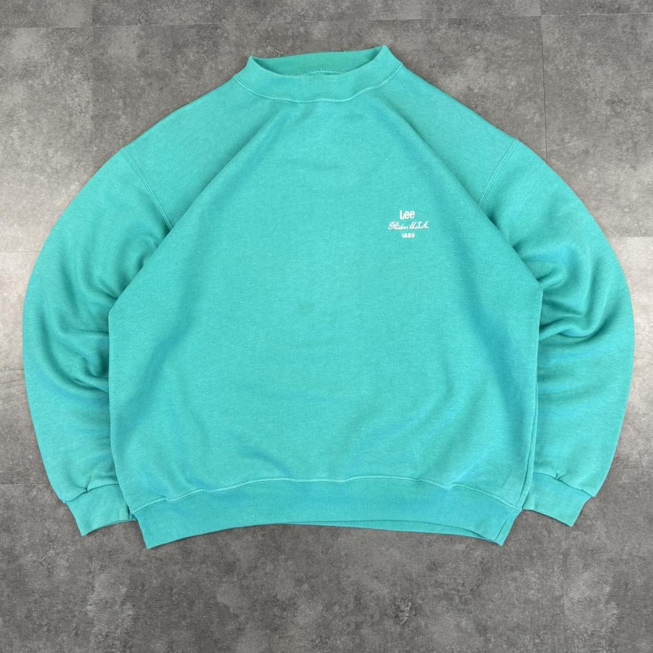 Vintage 2000s Lee Rider Turquoise Embroidered spellout Sweatshirt