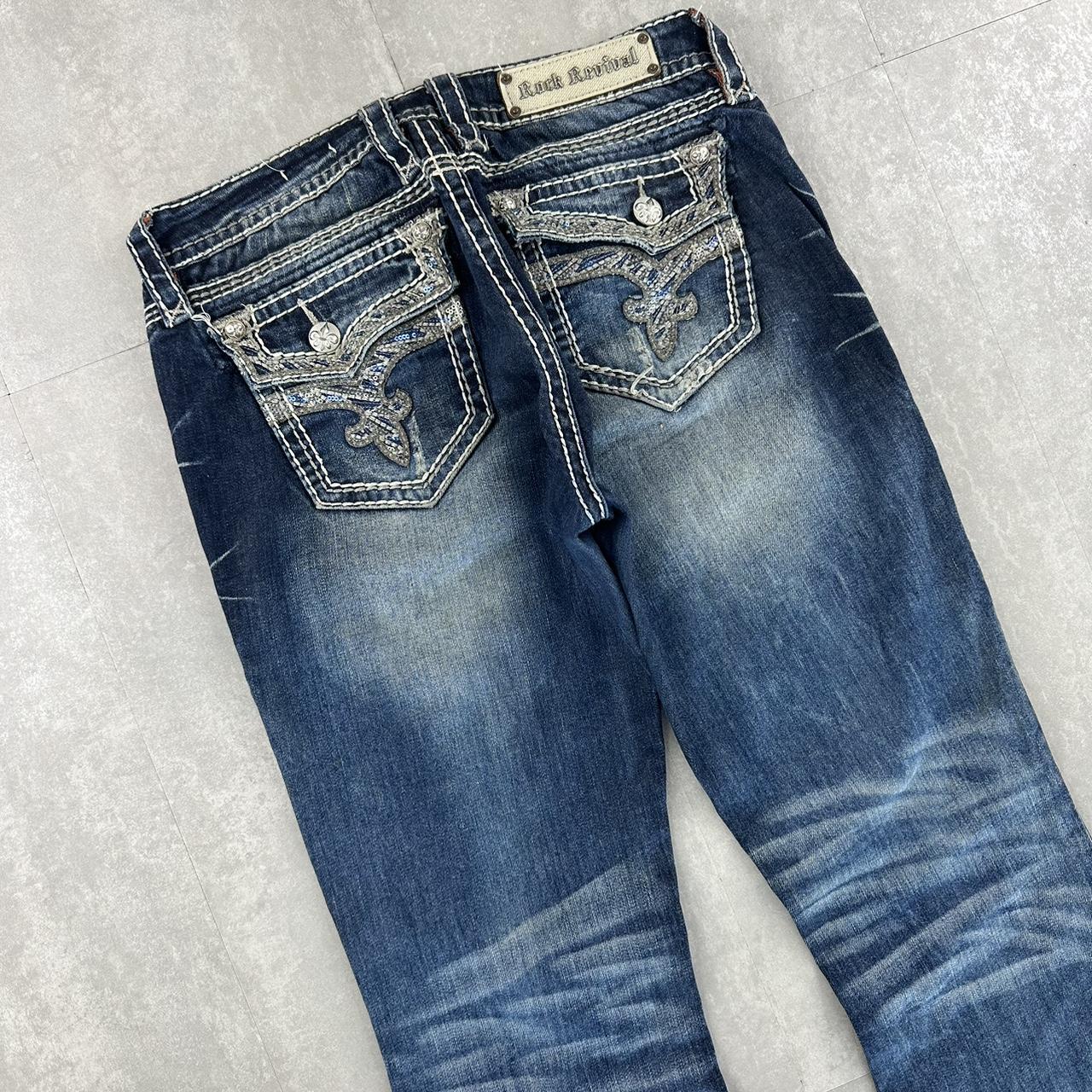 Rock revival 2000s flare fit y2k denim jeans