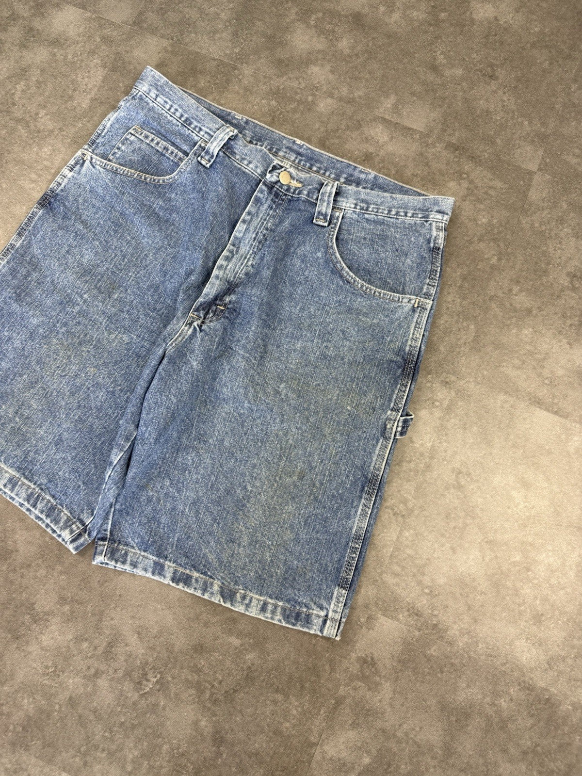 Wrangler Dungaree Vintage Baggy Carpenter 90s Y2K Denim Jorts Shorts Workwear 36