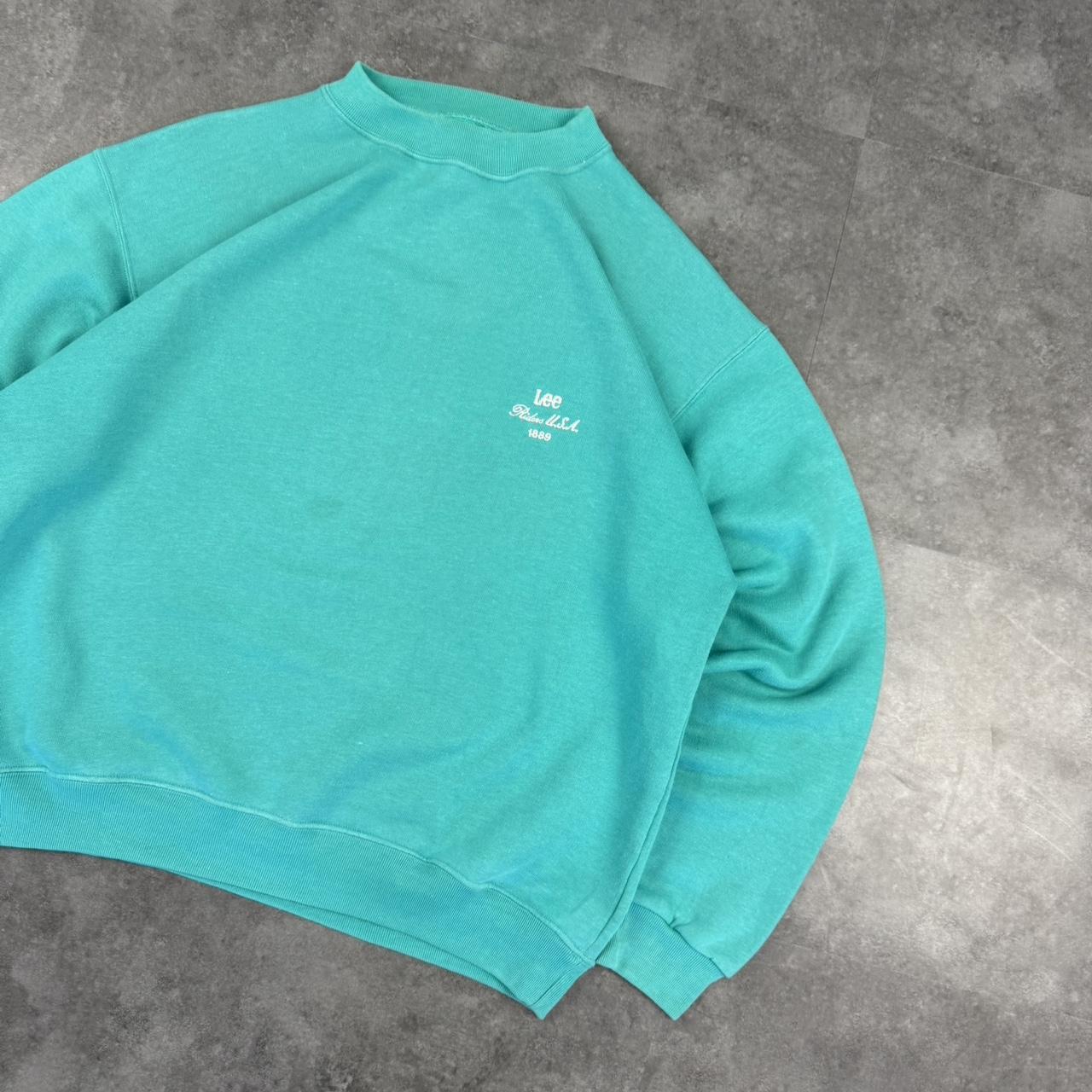 Vintage 2000s Lee Rider Turquoise Embroidered spellout Sweatshirt