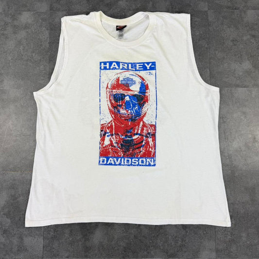 Harley Davidson 2000s biker motorcycle logo Spellout graphic sleeveless T shirt vest
