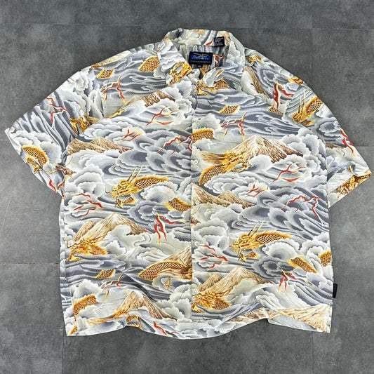 Dragonfly 2000s vintage 90s Y2K lightweight Summer racing button down bowling Shirt