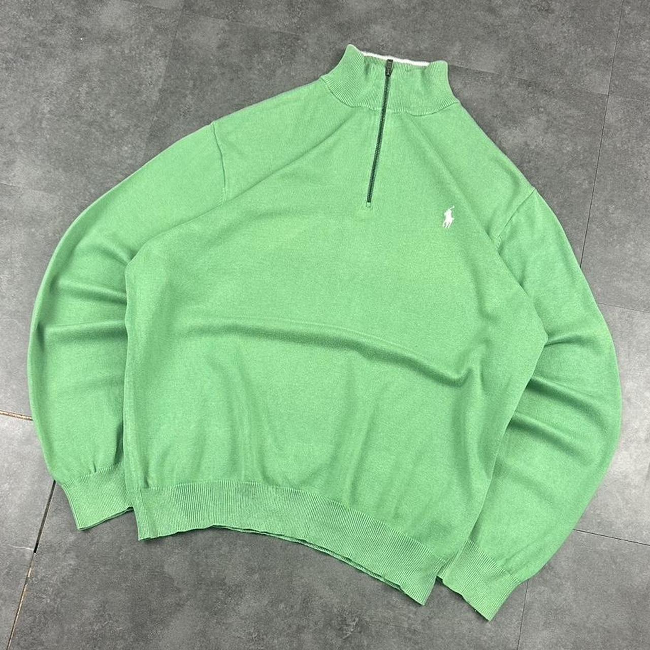 Polo Golf Ralph Lauren 90s chunky knit green pullover knit quarter 1/4 zip jumper